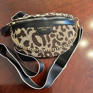 Leopard Print Crossbody Bag with Gold Chain NWOT